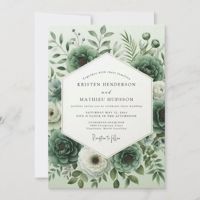 Invitación Sage Green Verdant Floral Wedding (Anverso)