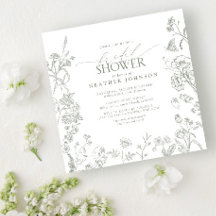 Sage Green Victorian Elegant Floral Bridal Shower
