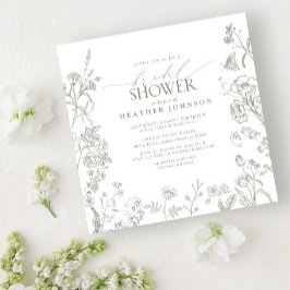 Invitación Sage Green Victorian Elegant Floral Bridal Shower