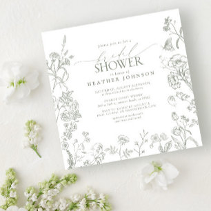 Invitación Sage Green Victorian Elegant Floral Bridal Shower
