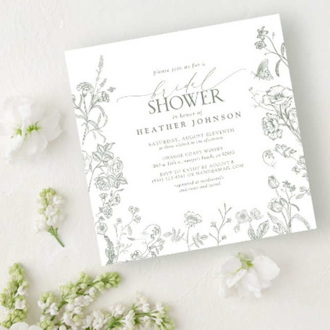 Invitación Sage Green Victorian Elegant Floral Bridal Shower (Subido por el creador)