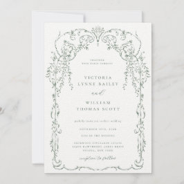 Invitación Sage Green Victorian Frame Boda
