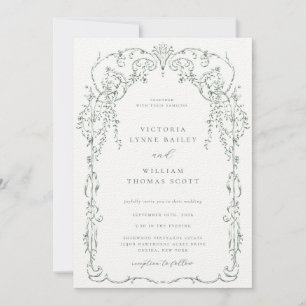 Invitación Sage Green Victorian Frame Boda