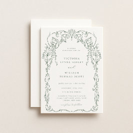 Invitación Sage Green Victorian Frame Boda