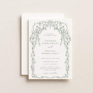 Invitación Sage Green Victorian Frame Boda