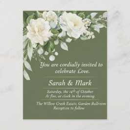 Invitación Sage Green Vintage Floral Romantic Garden Wedding 