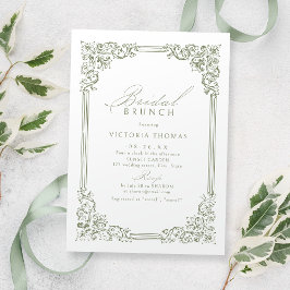 Invitación Sage Green Vintage Frame Elegant Bridal Brunch