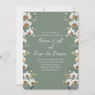 Invitación Sage Green Vintage Orchids Boda Floral