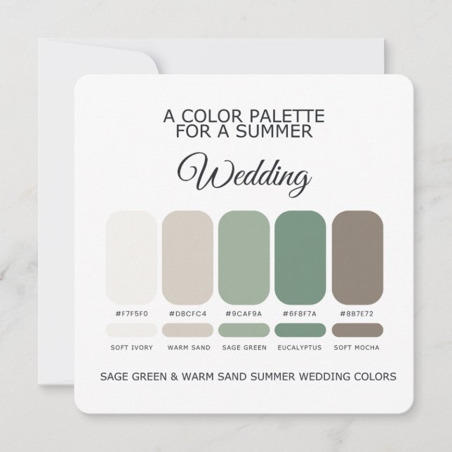 Invitación Sage Green & Warm Sand Summer Wedding Palette Card (Anverso)
