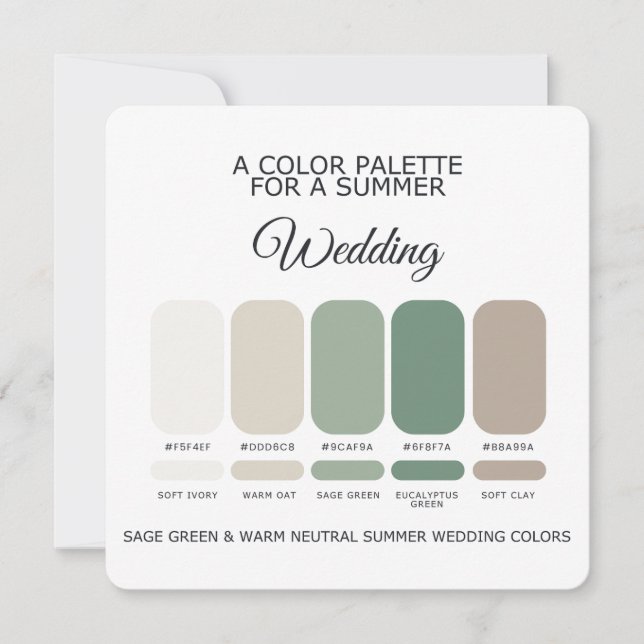 Invitación Sage Green Warm Summer Wedding Palette 2026 Card (Anverso)