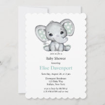 Sage Green Watercolor Elephant Baby Shower