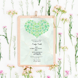 Invitación Sage Green Watercolor Heart Bridal Shower