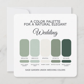 Invitación Sage Green Wedding Color Palette Card