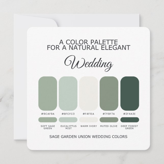 Invitación Sage Green Wedding Color Palette Card (Anverso)