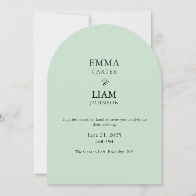 Invitación Sage Green Wedding Invitation Minimal Elegant (Anverso)