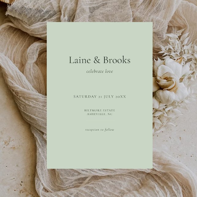 Invitación Sage Green Wedding Invitation | Minimal Typography (Subido por el creador)