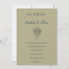 Invitación Sage Green Wedding Invitation Protea Botanical
