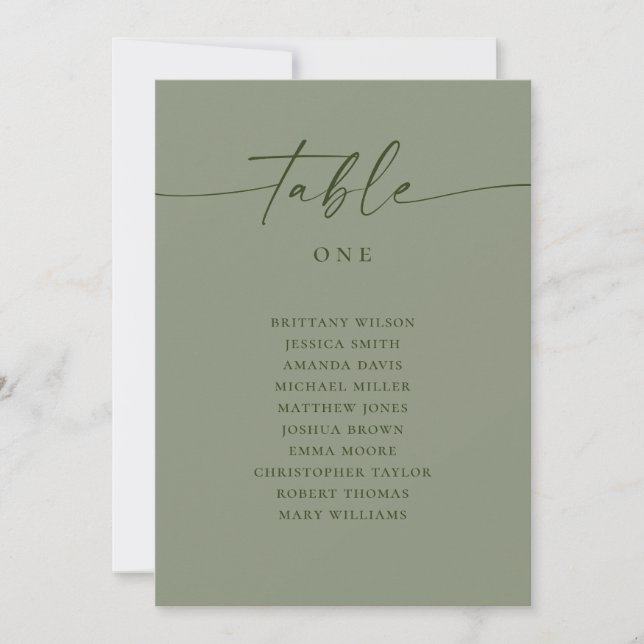 Invitación Sage Green Wedding Seating Chart | Minimalist (Anverso)