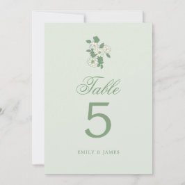 Invitación Sage Green Wedding Table Numbers Cards