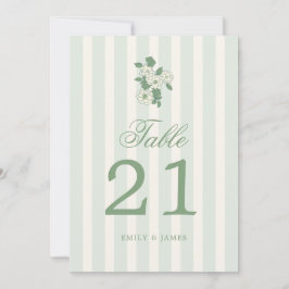 Invitación Sage Green Wedding Table Numbers Cards