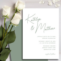 Sage Green Whimsical Script Boda Minimalista