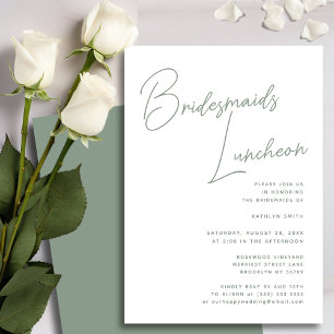 Invitación Sage Green Whimsical Script Bridesmaids Luncheon