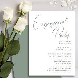 Invitación Sage Green Whimsical Script Moda Engagement Party