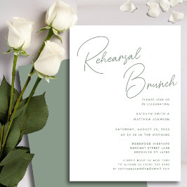 Invitación Sage Green Whimsical Script Moda ensayo Brunch
