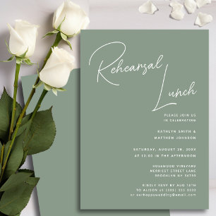 Invitación Sage Green Whimsical Script Moda ensayo Lunch