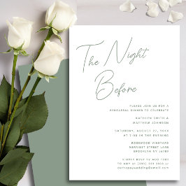 Invitación Sage Green Whimsical Script Moda La Noche Antes