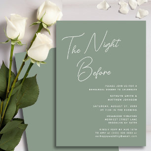 Invitación Sage Green Whimsical Script Moda La Noche Antes