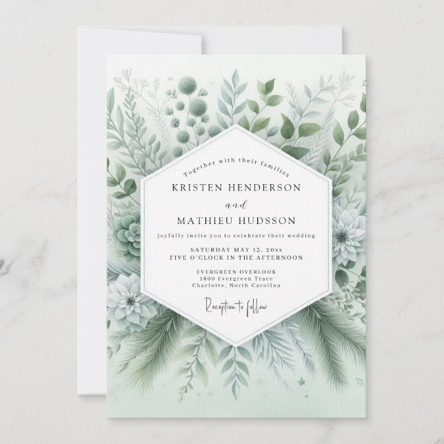 Invitación Sage Green Whispery Botanical Wedding (Anverso)