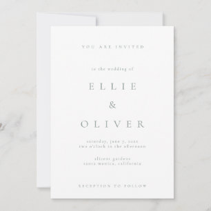Invitación Sage Green & White Boho Minimalista Boda moderno