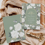 Invitación Sage Green White Chinoiserie Floral Baby Shower<br><div class="desc">Este diseño de inspiración chinoiserie presenta elegantes flores botánicas,  pájaros y vegetación en verde sabio y blanco roto. Personalice la invitación con sus detalles y si desea reorganizar el estilo y la ubicación del texto,  pulse el botón "Haga clic para más personalizares".</div>