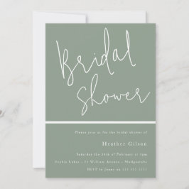 Invitación Sage Green & White Modern Bridal Shower