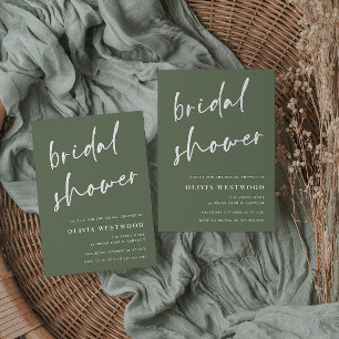 Invitación Sage Green & White Modern Bridal Shower
