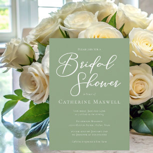 Invitación Sage Green White Typography Shower