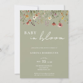 Invitación Sage Green Wildflower Baby in Bloom Baby Shower