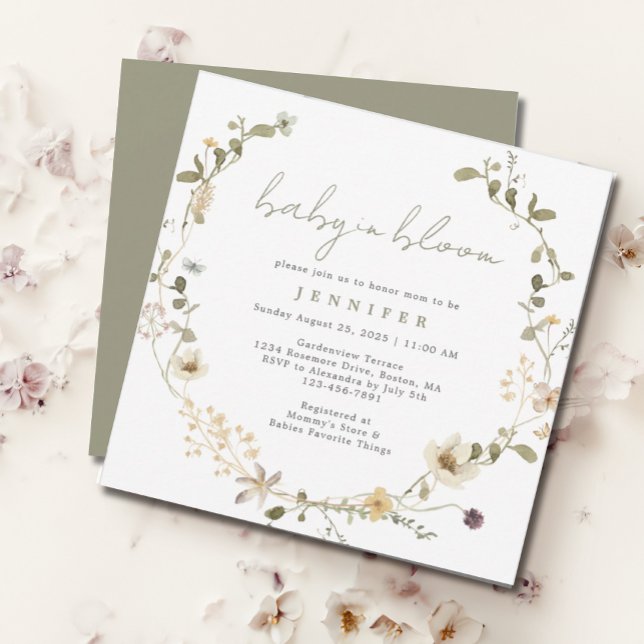 Invitación Sage Green Wildflower Baby In Bloom Baby Shower (Subido por el creador)