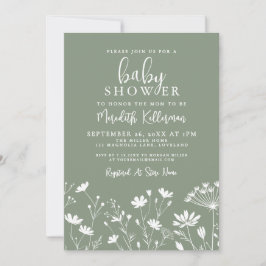 Invitación Sage Green Wildflower Baby Shower