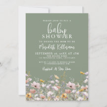 Sage Green Wildflower Baby Shower