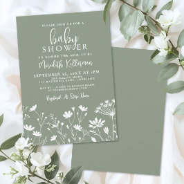 Invitación Sage Green Wildflower Baby Shower