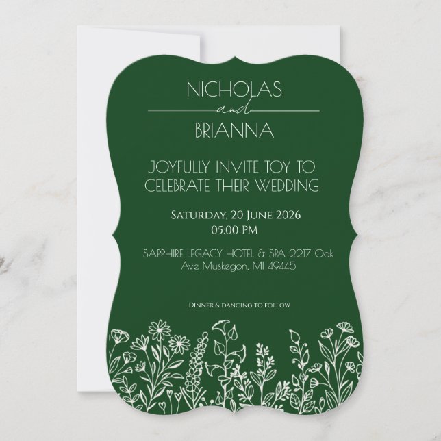 Invitación Sage Green Wildflower Bohemian Wedding (Anverso)