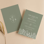 Invitación Sage Green Wildflower Boho Boda Monograma moderno<br><div class="desc">Sage Green Wildflower Boho Boda Invitación moderna en Monograma. Personalice fácilmente reemplazando cada información. Asegúrese de comprobar la previsualización antes de añadir al carrito.</div>
