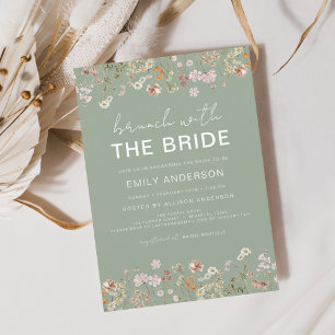 Invitación Sage Green Wildflower Bridal Shower Brunch Floral