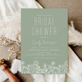 Invitación Sage Green Wildflower Bridal Shower Elegant