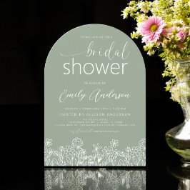 Invitación Sage Green Wildflower Bridal Shower Elegant