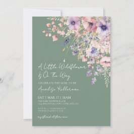 Invitación Sage Green Wildflower Floral Baby Shower