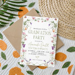Invitación Sage Green Wildflower Graduation Invite<br><div class="desc">Announce her success with this "Wildflower Meadow" graduation invitation. Featuring a delicate frame of watercolor field flowers, including pansies and cosmos in soft purple and pink tones. The trendy sage green typography and airy layout make it perfect for the Class of 2026. Ideal for botanical-themed garden parties and feminine high...</div>