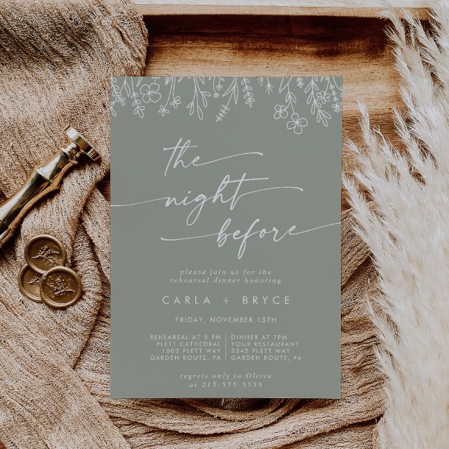 Invitación Sage Green Wildflower Rehearsal Dinner Invites (Subido por el creador)